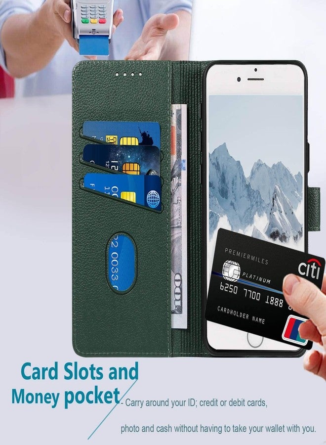 جانكالم جراب JanCalm لهاتف iPhone 6/6S/7/8/SE 2020/SE 2022، جراب قلاب للهاتف مزود بتقنية حجب RFID، [حامل بطاقات/فتحات نقود] [مسند] غطاء جلدي واقٍ بمشبك مغناطيسي (أخضر) - Image 3