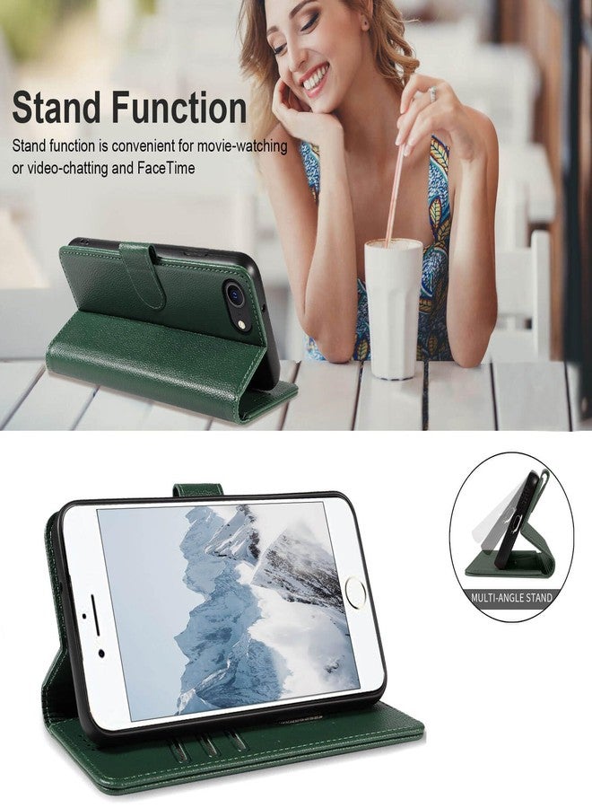 جانكالم جراب JanCalm لهاتف iPhone 6/6S/7/8/SE 2020/SE 2022، جراب قلاب للهاتف مزود بتقنية حجب RFID، [حامل بطاقات/فتحات نقود] [مسند] غطاء جلدي واقٍ بمشبك مغناطيسي (أخضر) - Image 4