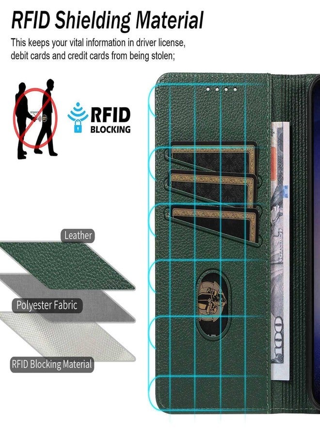 جانكالم جراب JanCalm لهاتف iPhone 6/6S/7/8/SE 2020/SE 2022، جراب قلاب للهاتف مزود بتقنية حجب RFID، [حامل بطاقات/فتحات نقود] [مسند] غطاء جلدي واقٍ بمشبك مغناطيسي (أخضر) - Image 2
