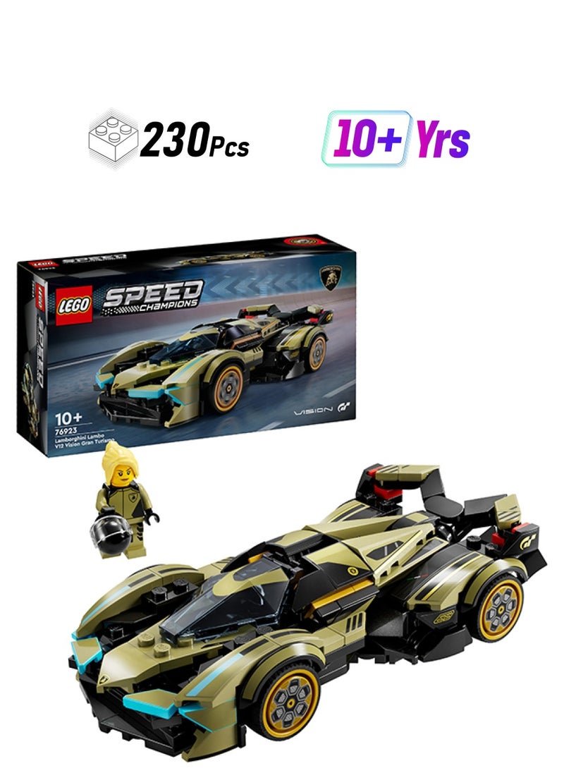 ليغو لعبة المركبة السيارة الخارقة Lamborghini Lambo V12 Vision GT 76923 من LEGO® Speed Champions، مجموعة لعب القيادة، نموذج قابل للبناء للأطفال، هدية للصبيان والبنات وهواة الألعاب الإلكترونية (230 قطعة)  - Image 1