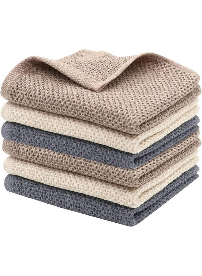 أوزيغالور 6 قطع من مناشف المطبخ القطنية المنسوجة بنمط الوافل، مناشف أطباق فائقة النعومة وذات قدرة امتصاص عالية وسريعة الجفاف - Image 2