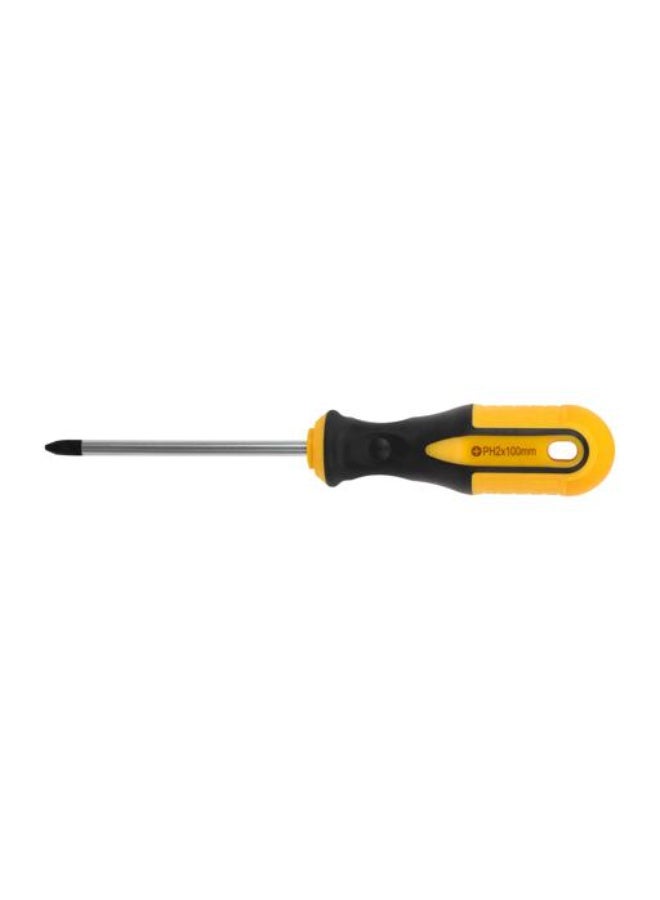 Epsilon Phillips Screwdriver ET1123 - PH2 x 100 mm Precision Screwdriver with Carbon Steel Blade, Double Injected Cushion Grip, Heat Treated, Ergonomic Handle for DIY, Home Repairs & Professional Maintenance - Black & Yellow - Image 1