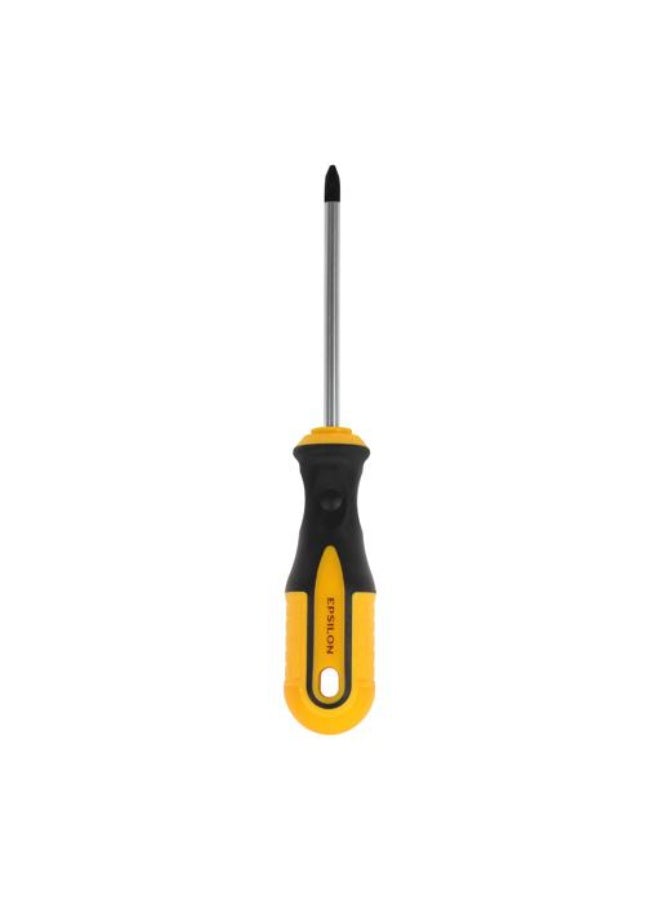 Epsilon Phillips Screwdriver ET1123 - PH2 x 100 mm Precision Screwdriver with Carbon Steel Blade, Double Injected Cushion Grip, Heat Treated, Ergonomic Handle for DIY, Home Repairs & Professional Maintenance - Black & Yellow - Image 3