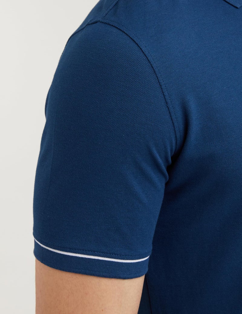Peter England Men's Regular Fit Branded Insignia Half Sleeve Polo T-Shirt | Cotton Rich | Premium Pique Weave, 2XL, Blue - Image 4