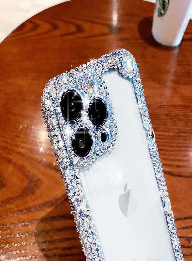 Cavdycidy جراب Cavdycidy المصمم والمتوافق مع iPhone 16 Pro Max، جراب شفاف لامع للنساء، جراب هاتف لامع لطيف مع حماية للكاميرا من أحجار الراين الماسية المتلألئة، غطاء صلب كريستالي مضاد للسقوط للفتيات - Image 5