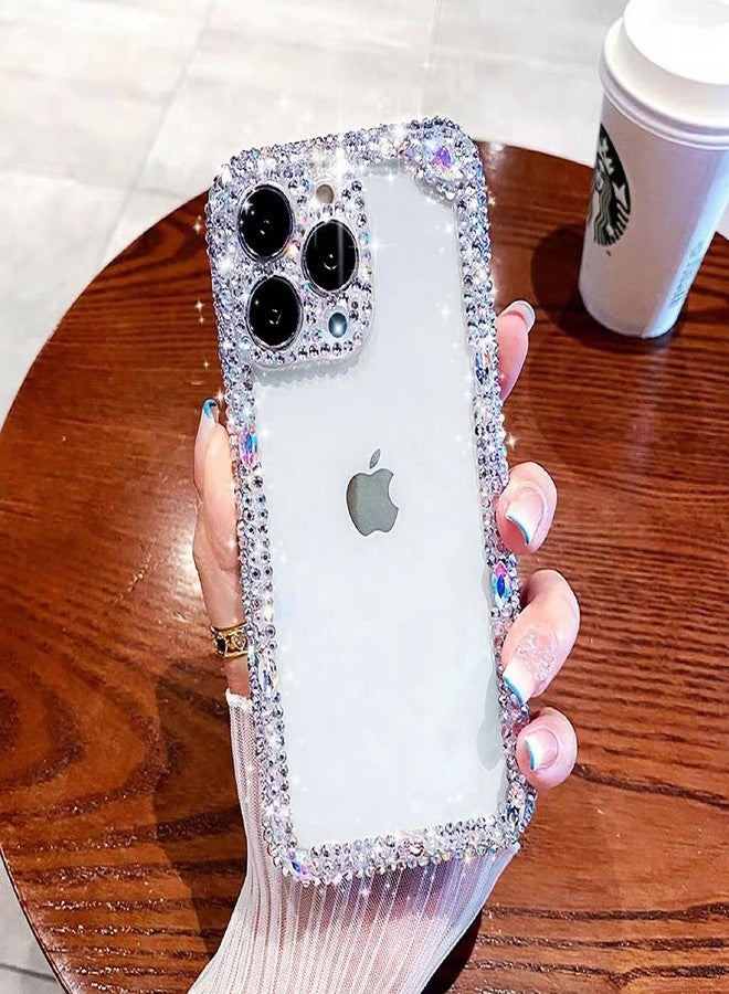 Cavdycidy جراب Cavdycidy المصمم والمتوافق مع iPhone 16 Pro Max، جراب شفاف لامع للنساء، جراب هاتف لامع لطيف مع حماية للكاميرا من أحجار الراين الماسية المتلألئة، غطاء صلب كريستالي مضاد للسقوط للفتيات - Image 2