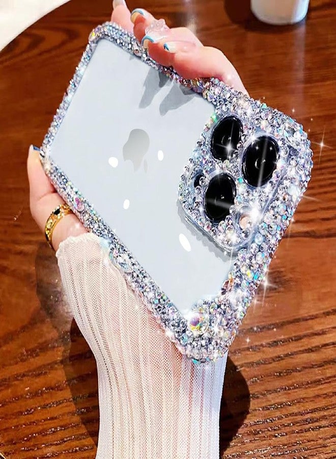 Cavdycidy جراب Cavdycidy المصمم والمتوافق مع iPhone 16 Pro Max، جراب شفاف لامع للنساء، جراب هاتف لامع لطيف مع حماية للكاميرا من أحجار الراين الماسية المتلألئة، غطاء صلب كريستالي مضاد للسقوط للفتيات - Image 1