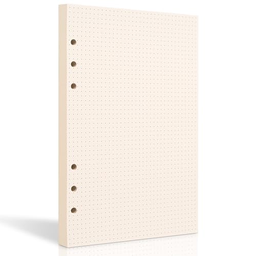 Tofun A5 Dot Grid Paper, 6 Hole Punched,A5 Dotted Refill Paper for Planner/Binders/Organizer, 8.3x5.6 Inch,80 Sheets,Beige,100GSM (1) - Image 1