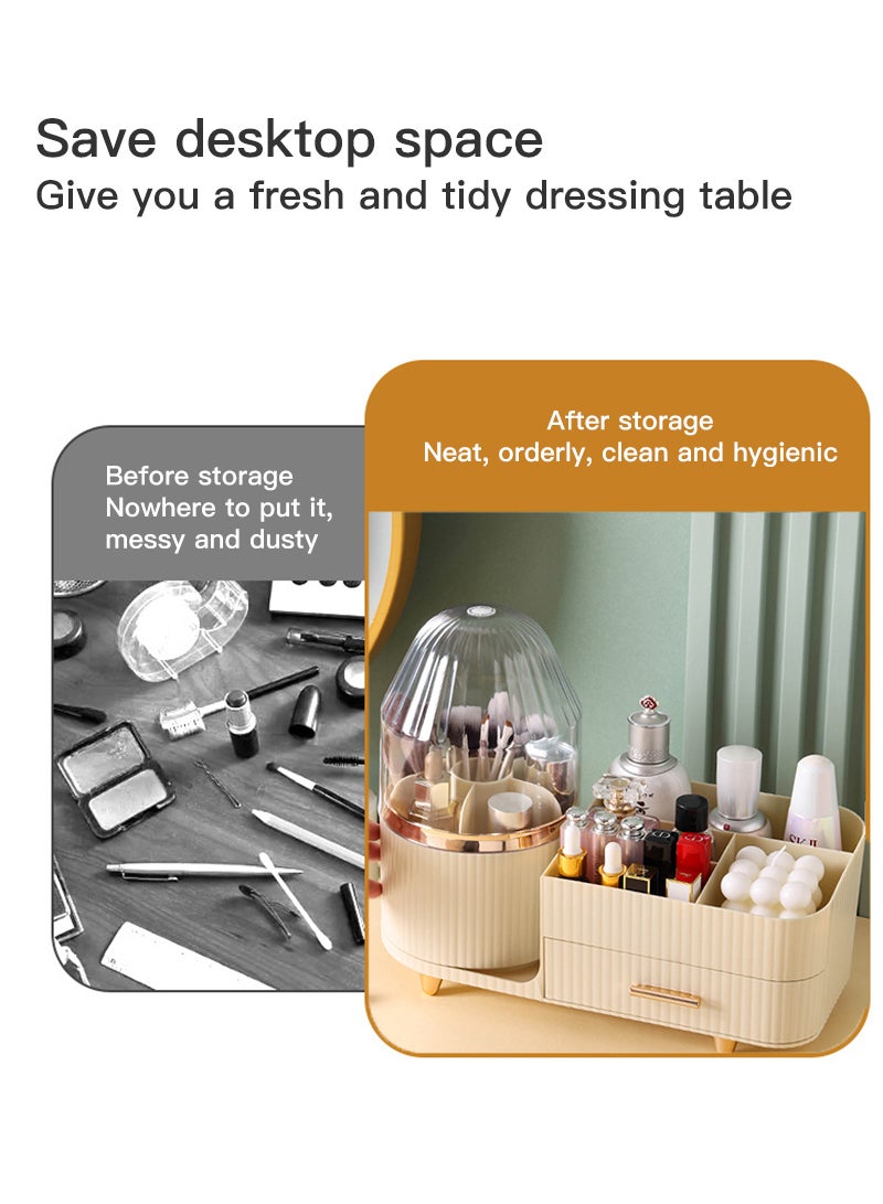 Sharpdo 360° Rotatable, Cosmetics Storage Box Storage Rack with Dustproof Cover 34*15.5*28CM - Image 4