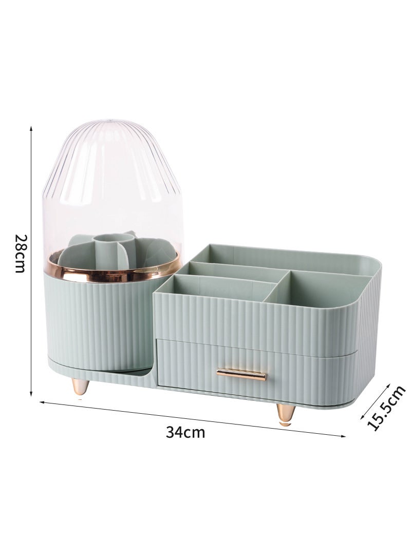 Sharpdo 360° Rotatable, Cosmetics Storage Box Storage Rack with Dustproof Cover 34*15.5*28CM - Image 2