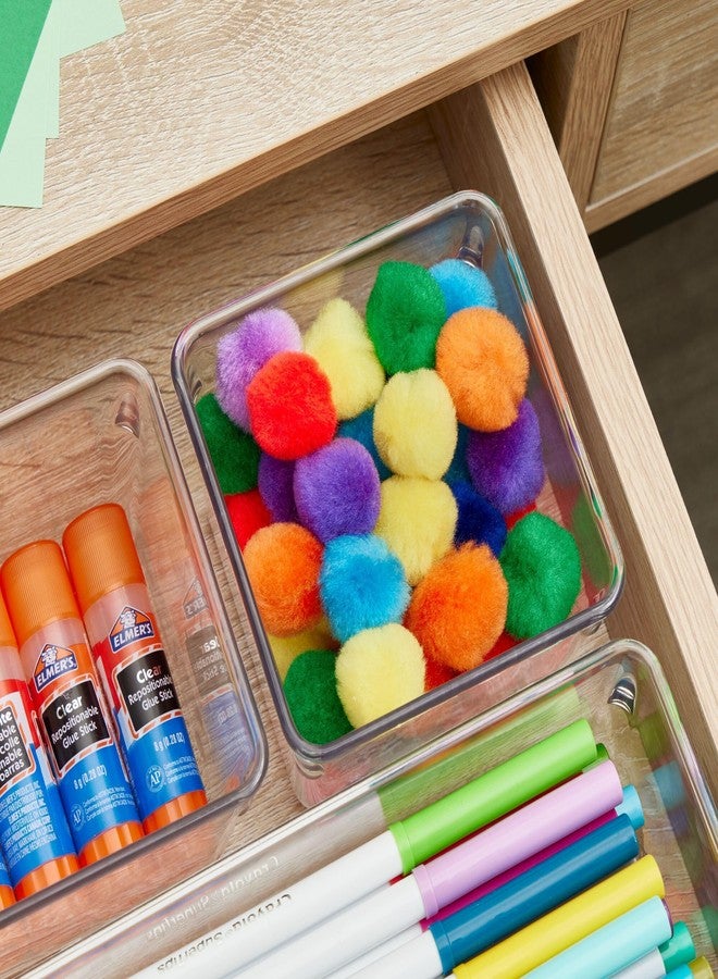 iDesign Plastic Drawer Organizer Bins - Storage for Kitchen, Bathroom, and Desk Drawers - Set of 6 - Clear - Image 5