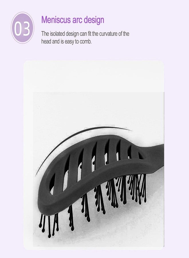 Sonew Curved Vented Brush, Professional Curved Vent Styling Hair Brushes Fast Drying Hair Detangling Massage Brush, Detangling Brush for Men and Women (Black) - Image 2
