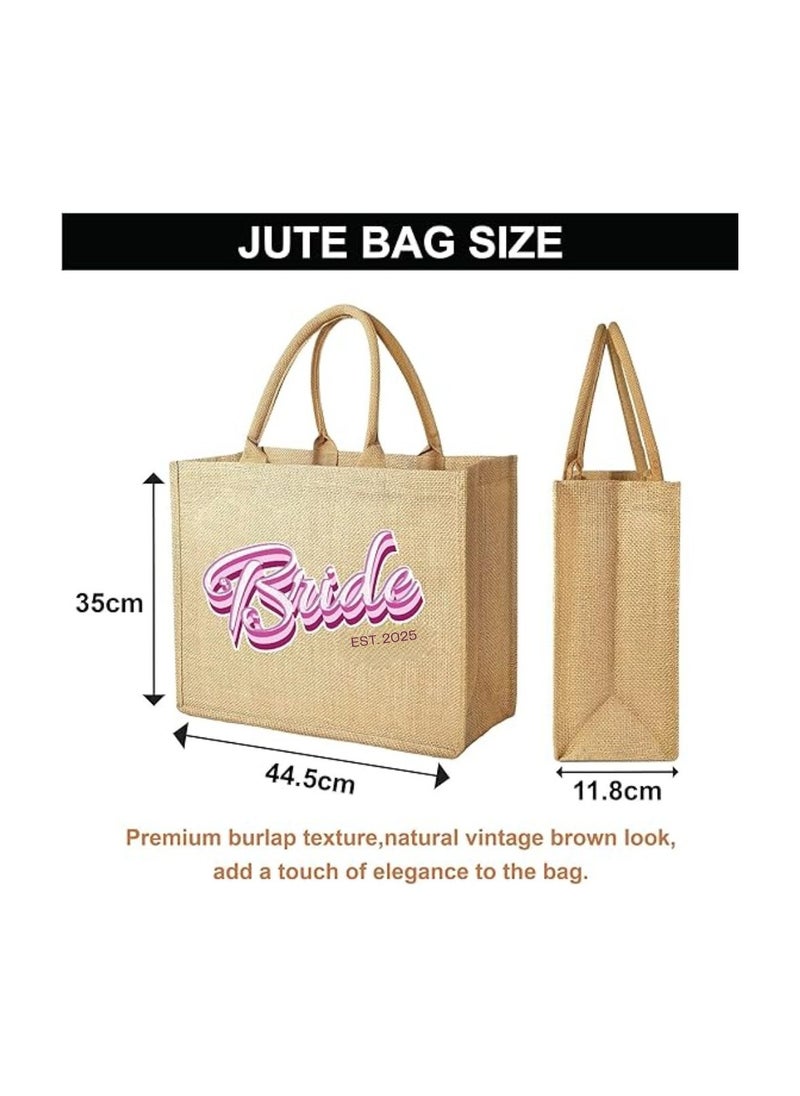 PRINTSHOP4ME Jute Tote Bag-Bride Est-Wedding Party Gift Bag For Bridesmaids And Guests-Wedding Party Favors  - Image 2