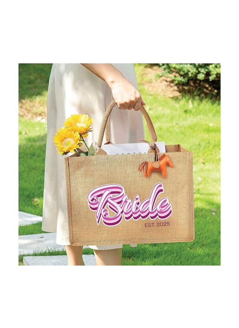 PRINTSHOP4ME Jute Tote Bag-Bride Est-Wedding Party Gift Bag For Bridesmaids And Guests-Wedding Party Favors  - Image 5