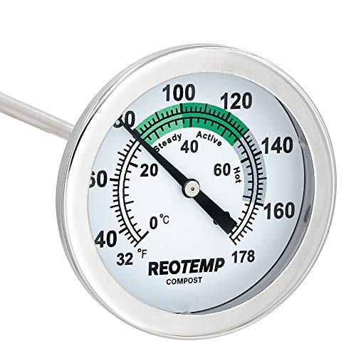 Reotemp K83B1 12 Inch Soil & Compost Thermometer with Digital Composting Guide, 32-178 Fahrenheit and Celsius - Image 1