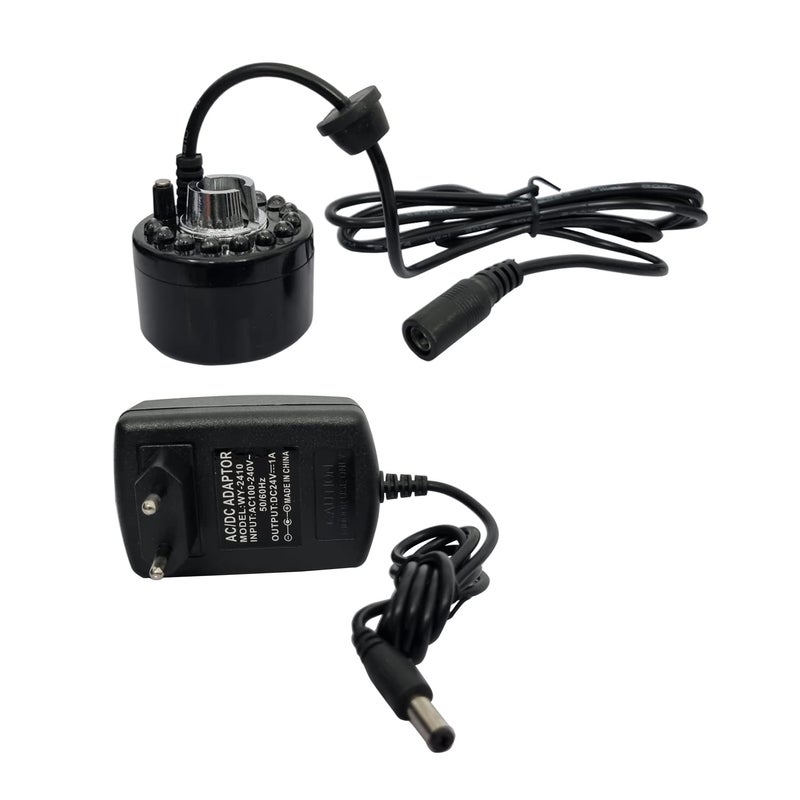 Venusaqua WY-2410 Mini Mist Maker Fog Machine – Waterproof Ultrasonic Fogger with 12 LED Lights, 300ml Tank – Ideal for Indoor Decor, Festivals, Fountains, Ponds & Smoke Effects (Black) - Image 3