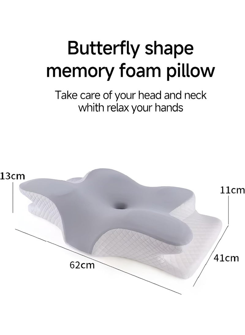 Rakzai Memory Foam Cervical Pillow for Neck & Shoulder Pain Relief – Orthopedic Butterfly Shape Bed Pillow with Ergonomic Neck Support and Washable Cover - Image 2