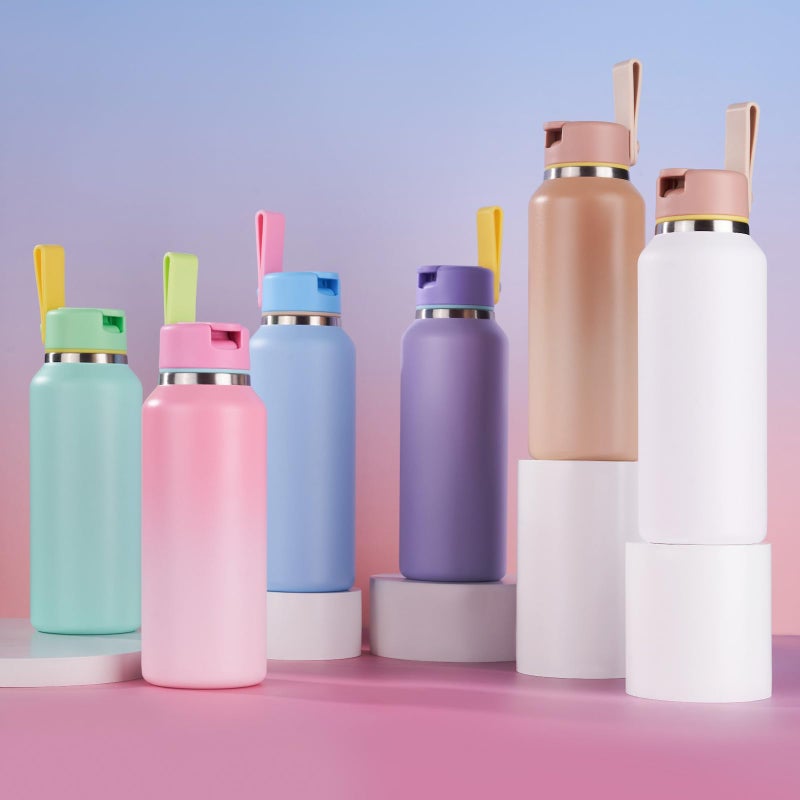Fijinhom 12oz Toddler Cup, Insulated Kids Water Bottle for School Boys&Girls, 304 Stainless Steel Sport Water Bottle with Straws, BPA-Free, Gradient Pink - Image 5