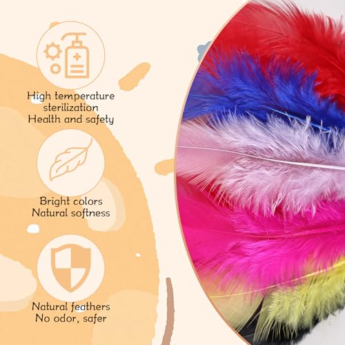 whitefeather 300pcs Mixed Color Feathers Bulk for Crafts - 3-5 Inch Natural Rooster Feathers for Dream Catchers, DIY, Teens Crafts, Party & Jewelry Decoration (26 Colors, Soft & Fade-Resistant) - Image 2