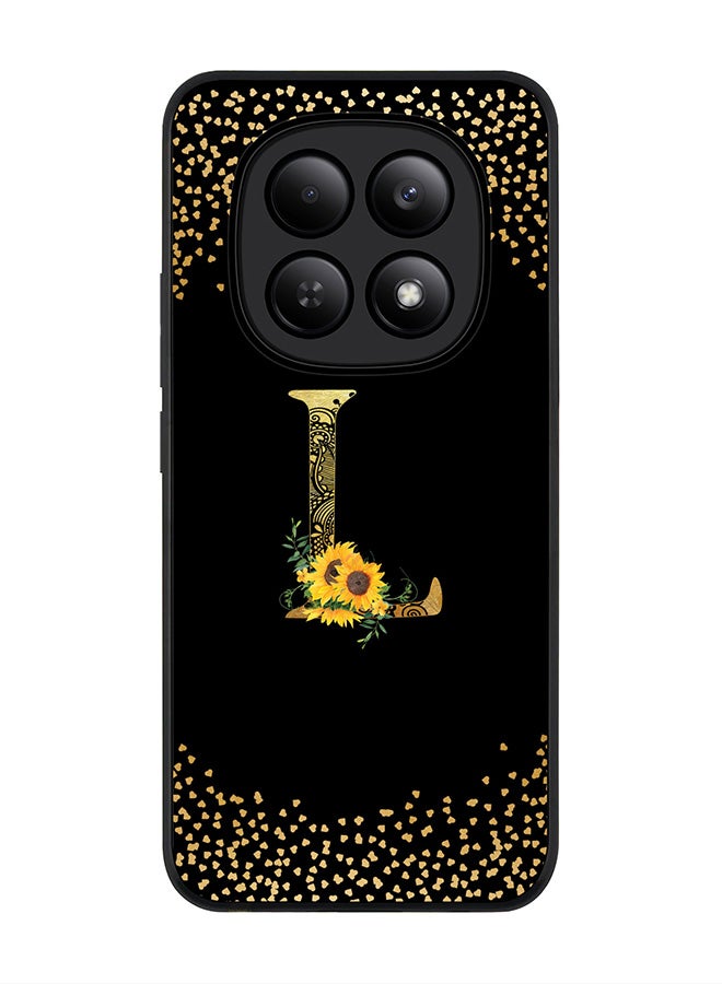 For Xiaomi Redmi Note 15 4G Case,Slim fit Camera Protection, Shockproof Thin Phone cover  - Custom Floral Monogram - L ( Black )