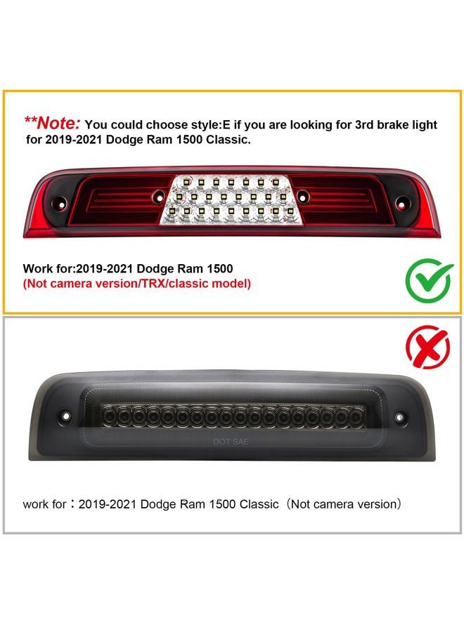 R&F Auto LED Third Brake Light Replacement for RAM 1500 (2019-2023) w/o Camera Pickup Truck Roof Cargo Lights High Mount Stop Lamp with Seal Foam Gaskets Red Clear Lens(Not for classic model) - Image 2