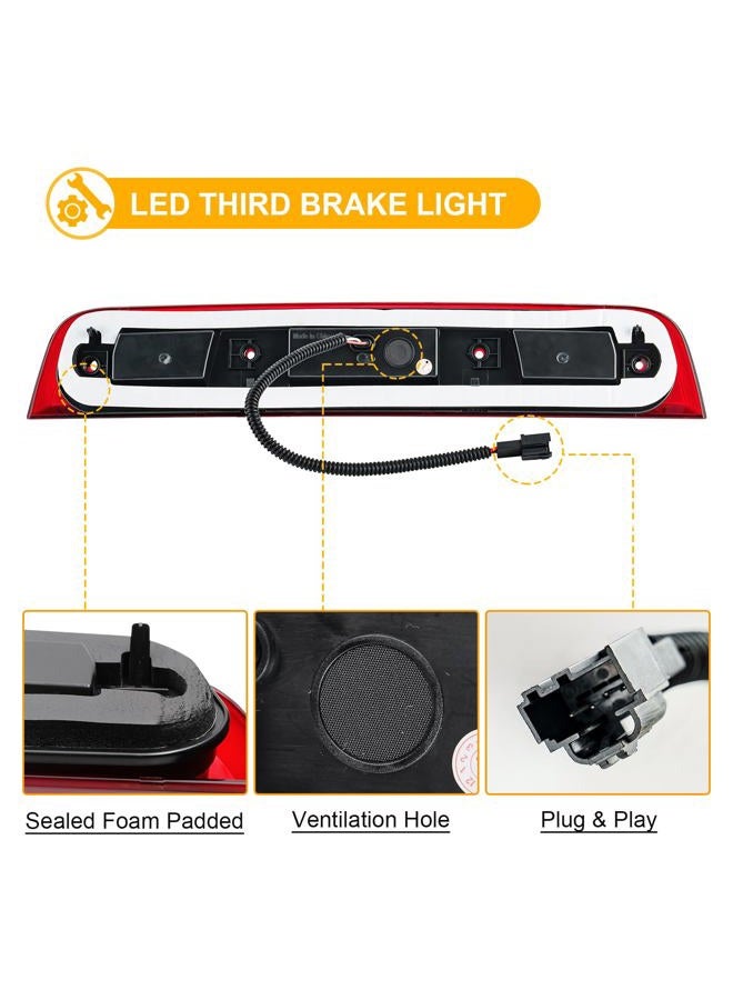 R&F Auto LED Third Brake Light Replacement for RAM 1500 (2019-2023) w/o Camera Pickup Truck Roof Cargo Lights High Mount Stop Lamp with Seal Foam Gaskets Red Clear Lens(Not for classic model) - Image 5