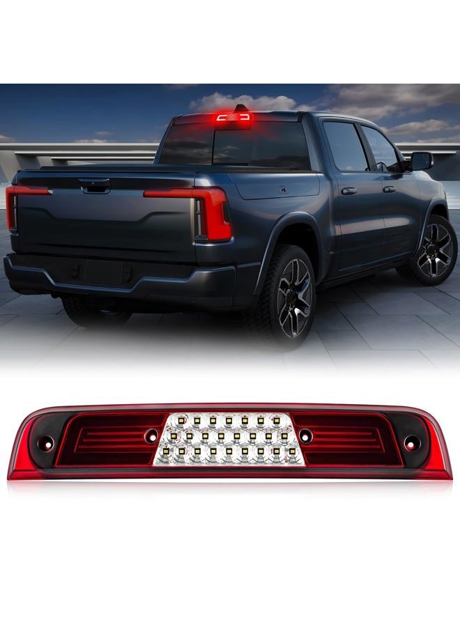 R&F Auto LED Third Brake Light Replacement for RAM 1500 (2019-2023) w/o Camera Pickup Truck Roof Cargo Lights High Mount Stop Lamp with Seal Foam Gaskets Red Clear Lens(Not for classic model) - Image 1
