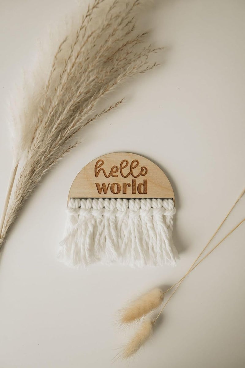 Curious Button Wooden Baby Macrame Milestone Discs|Milestone Props For Babies Photo|Baby Photoshoot Accessories|Baby Milestone Cards|,1 Count - Image 4