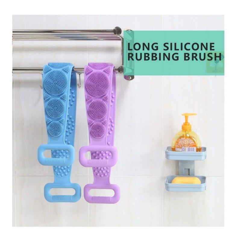 HMV MALL Silicone Body Back Scrubber Double Side Bathing Brush for Skin Deep Cleaning Massage Dead Skin Removal Exfoliating Belt for Shower Easy to Clean for Men WomenMulti - Image 5