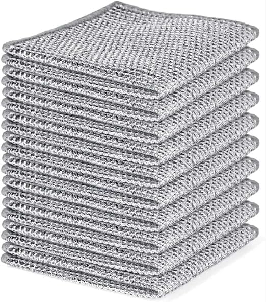 MECGREEN Non Scratch Wire Dish Cloth Pack of 10 Steel Scrubber for Utensils Cleaning Multipurpose Wet and Dry Cleaning StainlessSteel Dish Wash Scrubber for Washing Dishes Sinks Counters Double Layer - Image 1