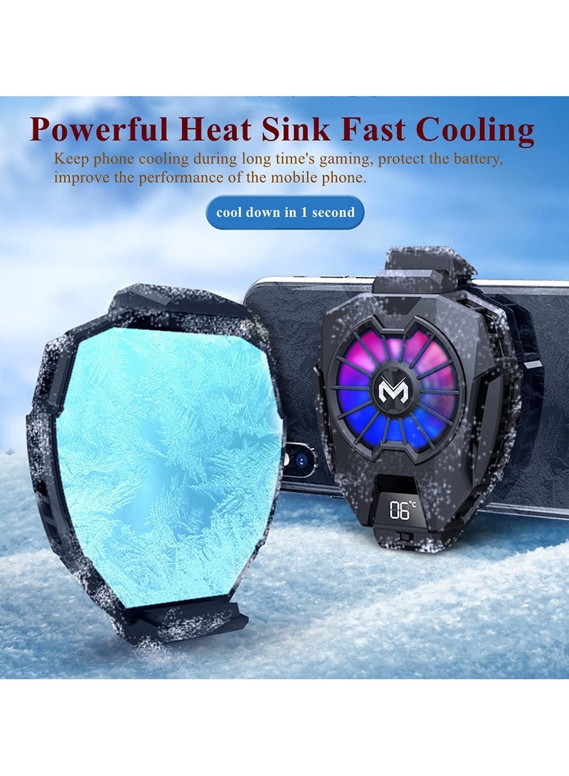 Phone Cooler，Mobile Phone Radiator Temperature Display Semiconductor Gaming Universal Cooler with Finger Gloves for Mobile Games, Streaming, Tiktok  - Image 2