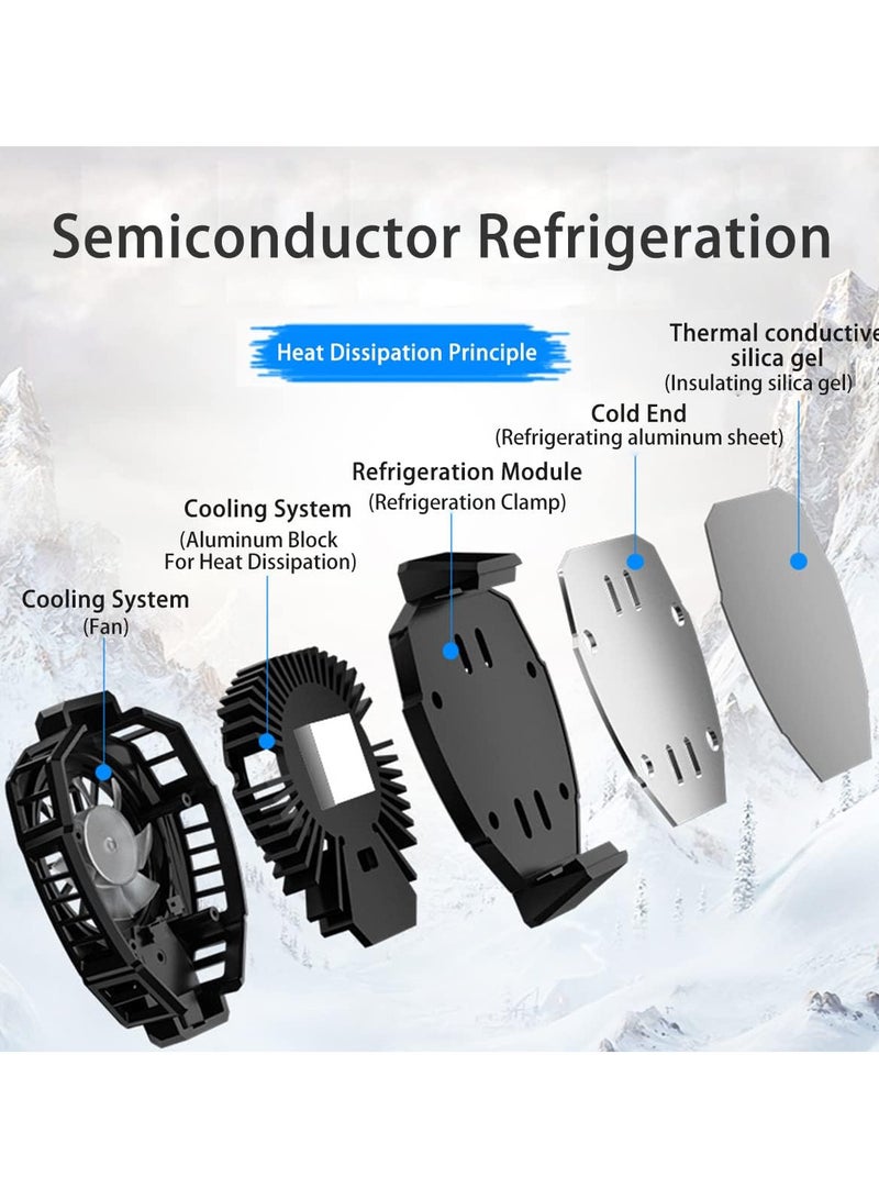 Phone Cooler，Mobile Phone Radiator Temperature Display Semiconductor Gaming Universal Cooler with Finger Gloves for Mobile Games, Streaming, Tiktok  - Image 3