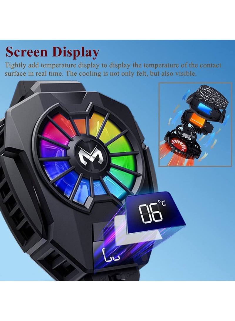 Phone Cooler，Mobile Phone Radiator Temperature Display Semiconductor Gaming Universal Cooler with Finger Gloves for Mobile Games, Streaming, Tiktok  - Image 5