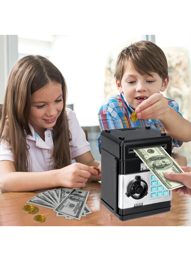 DIGI CORE Piggy Bank Cash Coin Can ATM Bank Electronic Coin Money Bank For Kids Electronic Money Bank Safe Password Protected Money Saving Box Atm For Coins And Cash Gift Toys Coin Box Black & Silver - Image 2