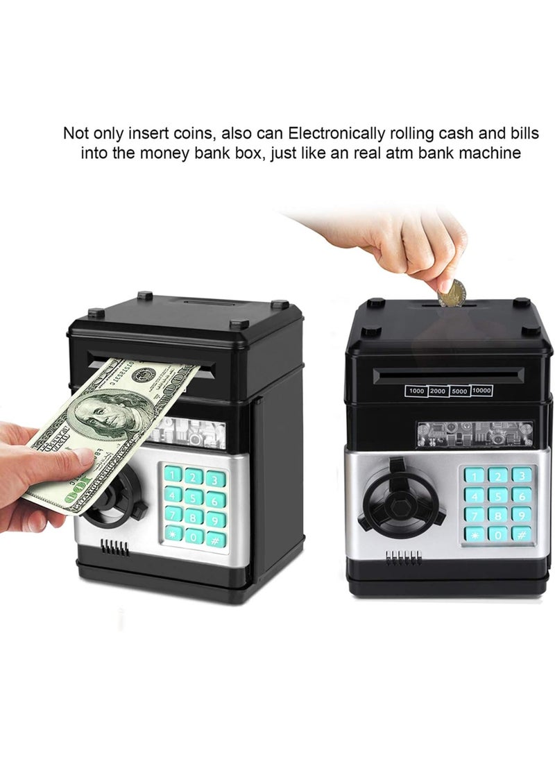 DIGI CORE Piggy Bank Cash Coin Can ATM Bank Electronic Coin Money Bank For Kids Electronic Money Bank Safe Password Protected Money Saving Box Atm For Coins And Cash Gift Toys Coin Box Black & Silver - Image 4