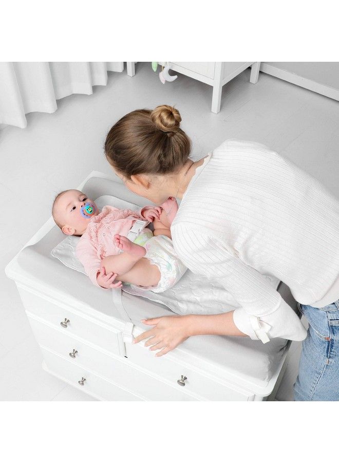 TILLYOU Changing Pad Cover Boys Jersey Knit Ultra Soft Diaper Change Table Sheets Fit 32"/34''X16" Contoured Pad Comfy Cozy 2 Pack Cradle Sheets Navy Blue & Lt Gray - Image 4