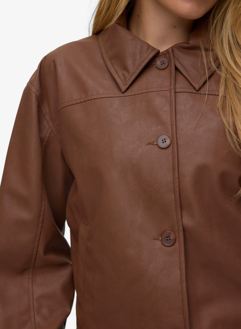 VERO MODA Long Sleeve Plain Bomber Shacket - Image 3
