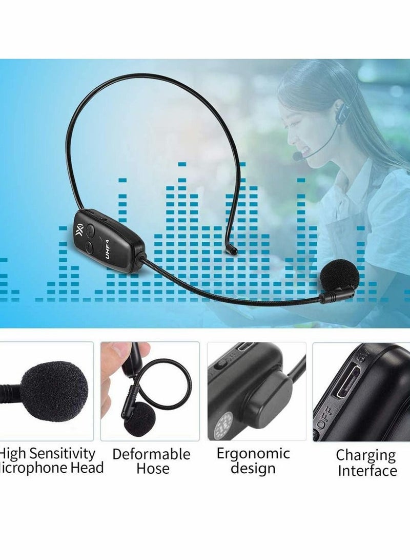Wireless Microphones System Microphone Headset Lavalier Lapel Speak Beltpack Receiver Suitable for Smartphone Laptop Desktop PC Speaker Stage Public Speaking and Teaching - Image 3