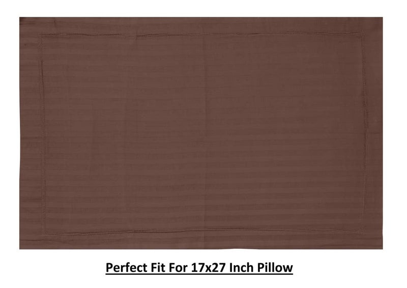 PAPAYA 200 TC Cotton Satin Stripe Pillow Covers | Pillow Cases | Set of 2 Piece Pillow Covers only | Standard Size (Coffee, 17 X 27 inch) - Image 3
