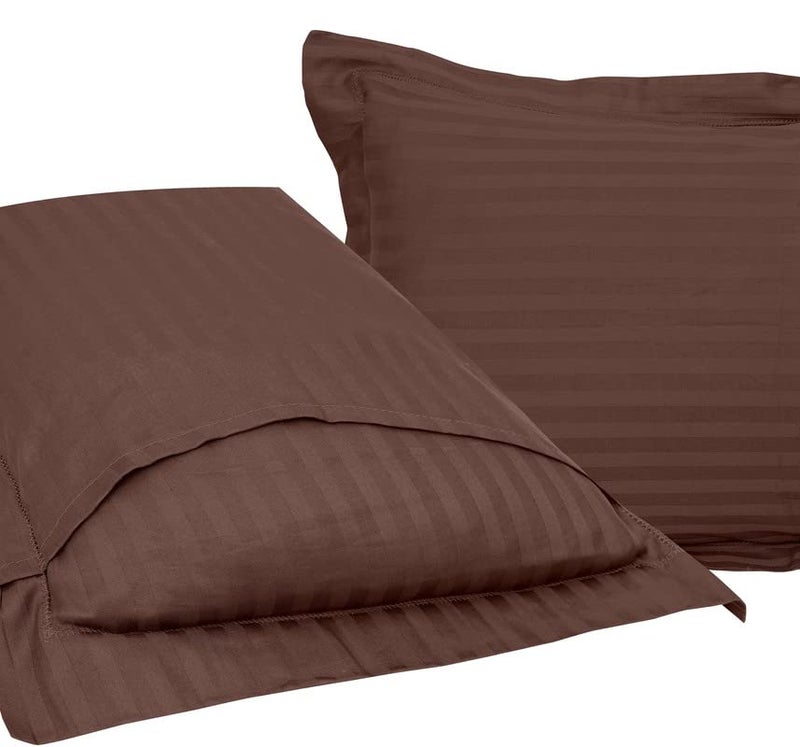 PAPAYA 200 TC Cotton Satin Stripe Pillow Covers | Pillow Cases | Set of 2 Piece Pillow Covers only | Standard Size (Coffee, 17 X 27 inch) - Image 5