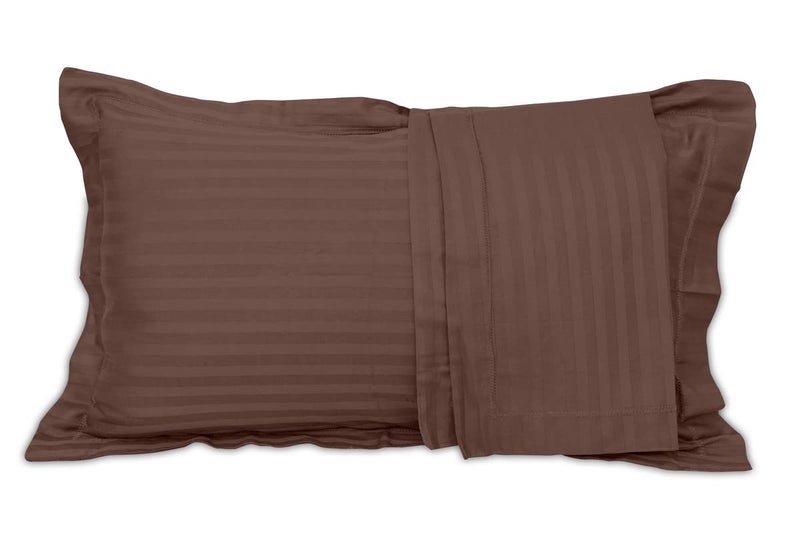 PAPAYA 200 TC Cotton Satin Stripe Pillow Covers | Pillow Cases | Set of 2 Piece Pillow Covers only | Standard Size (Coffee, 17 X 27 inch) - Image 2