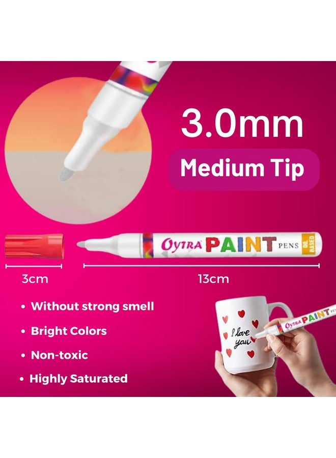 Oytra Paint Marker Pens Permanent Waterproof Oil Based Individual pens Works and All Surfaces, Wood, Fabric, Steel, Glass (Silver) - Image 2
