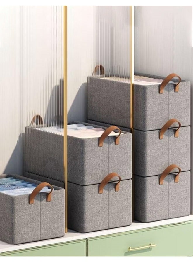 Cady One 3pcs Foldable Fabric Clothes Organizer and Storage Box with Convenient Carry Side Handles  - Image 1