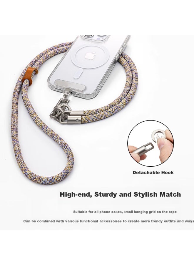Bzbc Three-in Phone Lanyard, Anti-loss, Adjustable Crossbody Strap, Anti-theft Chain, Side-back Neck Strap, Shoulder Lanyard, Outdoor Crossbody Style, For Men And Women, Phone Case Anti-loss Cord, Flax Gray - Image 2