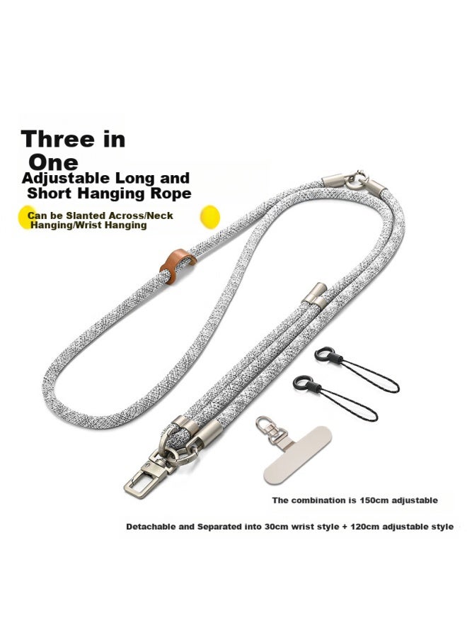 Bzbc Three-in Phone Lanyard, Anti-loss, Adjustable Crossbody Strap, Anti-theft Chain, Side-back Neck Strap, Shoulder Lanyard, Outdoor Crossbody Style, For Men And Women, Phone Case Anti-loss Cord, Flax Gray - Image 1