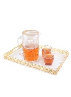 Life Smile Acrylic Tray, Clear Tray, Acrylic Serving Tray with Handles for Ottoman, Coffee, Appetizer, Breakfast (Clear)  - Image 1