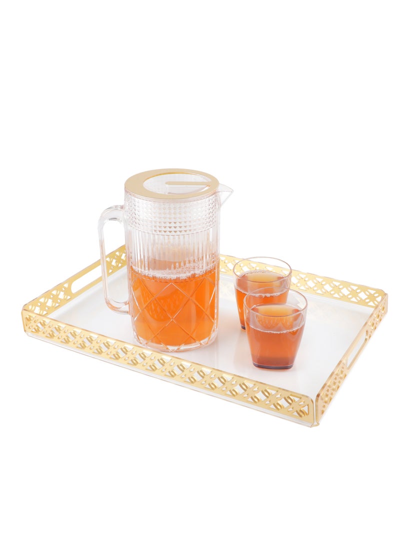 Life Smile Acrylic Tray, Clear Tray, Acrylic Serving Tray with Handles for Ottoman, Coffee, Appetizer, Breakfast (Clear)  - Image 1