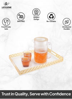 Life Smile Acrylic Tray, Clear Tray, Acrylic Serving Tray with Handles for Ottoman, Coffee, Appetizer, Breakfast (Clear)  - Image 2
