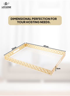 Life Smile Acrylic Tray, Clear Tray, Acrylic Serving Tray with Handles for Ottoman, Coffee, Appetizer, Breakfast (Clear)  - Image 3