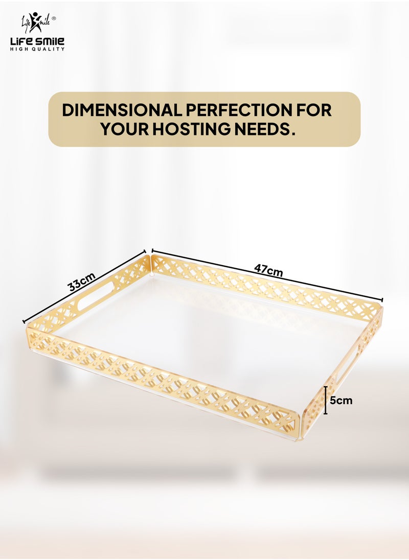 Life Smile Acrylic Tray, Clear Tray, Acrylic Serving Tray with Handles for Ottoman, Coffee, Appetizer, Breakfast (Clear)  - Image 3